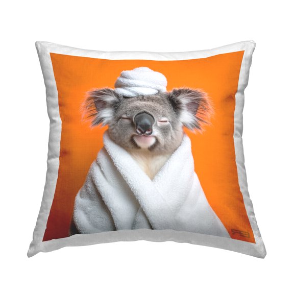 Stupell Industries Relaxed Bathtime Koala Decorative Printed Throw Pillow Design by RB.