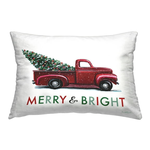 Stupell Industries Merry Bright Christmas Truck Decorative Printed Throw Pillow, 14 x 20