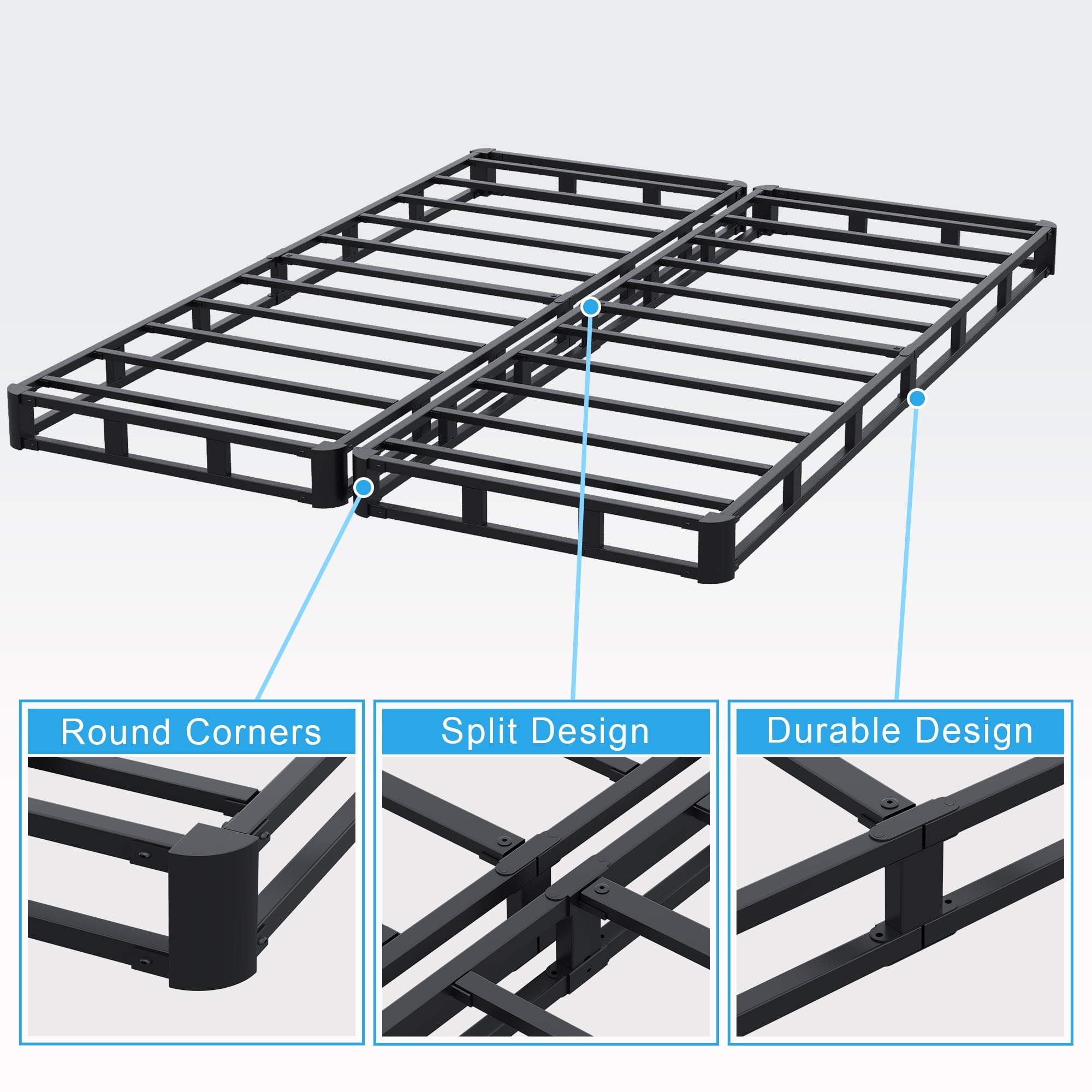 Maenizi 3" Low King Box Spring Split, 2-Pieces Under Mattress Support Box Steel Spring with Fabric Cover, Easy Assembly, Noise Free