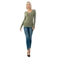 thumbnail image 5 of Simply Fashion Basic V Neck Long Sleeve T-Shirts - Stretch Cotton SpandexL.OLIVE,SMALL, 5 of 5