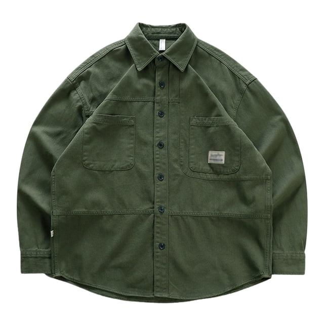 Men's Loose Fit Casual Work Jacket With A Shirt Style Design Long Sleeved For Spring And Autumn Wear