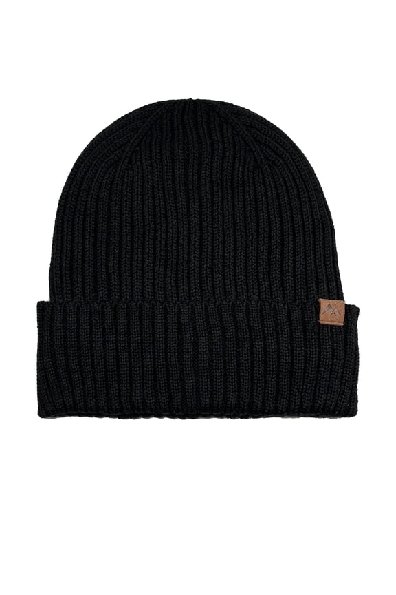 Men's Ribbed Fleece Lined Knit Beanie,Black Soot