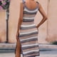 thumbnail image 4 of Vestido de punto con hombros descubiertos para mujer, túnica a rayas, vestido de ganchillo sin mangas, falda hasta la rodilla con abertura, azul L, 4 of 6
