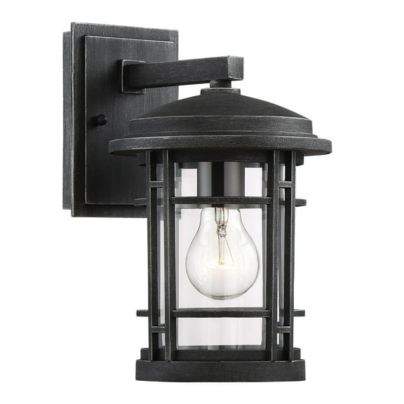 Barrister 11.5 in. Weathered Pewter 1-Light Outdoor Line Voltage Wall Sconce with No Bulb Included