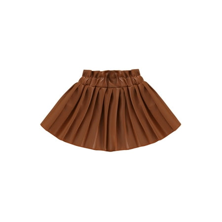 

Kids Baby Girls Pu Leather Skirts Faux Leather Pleated Skirts Casual Mini Skirts