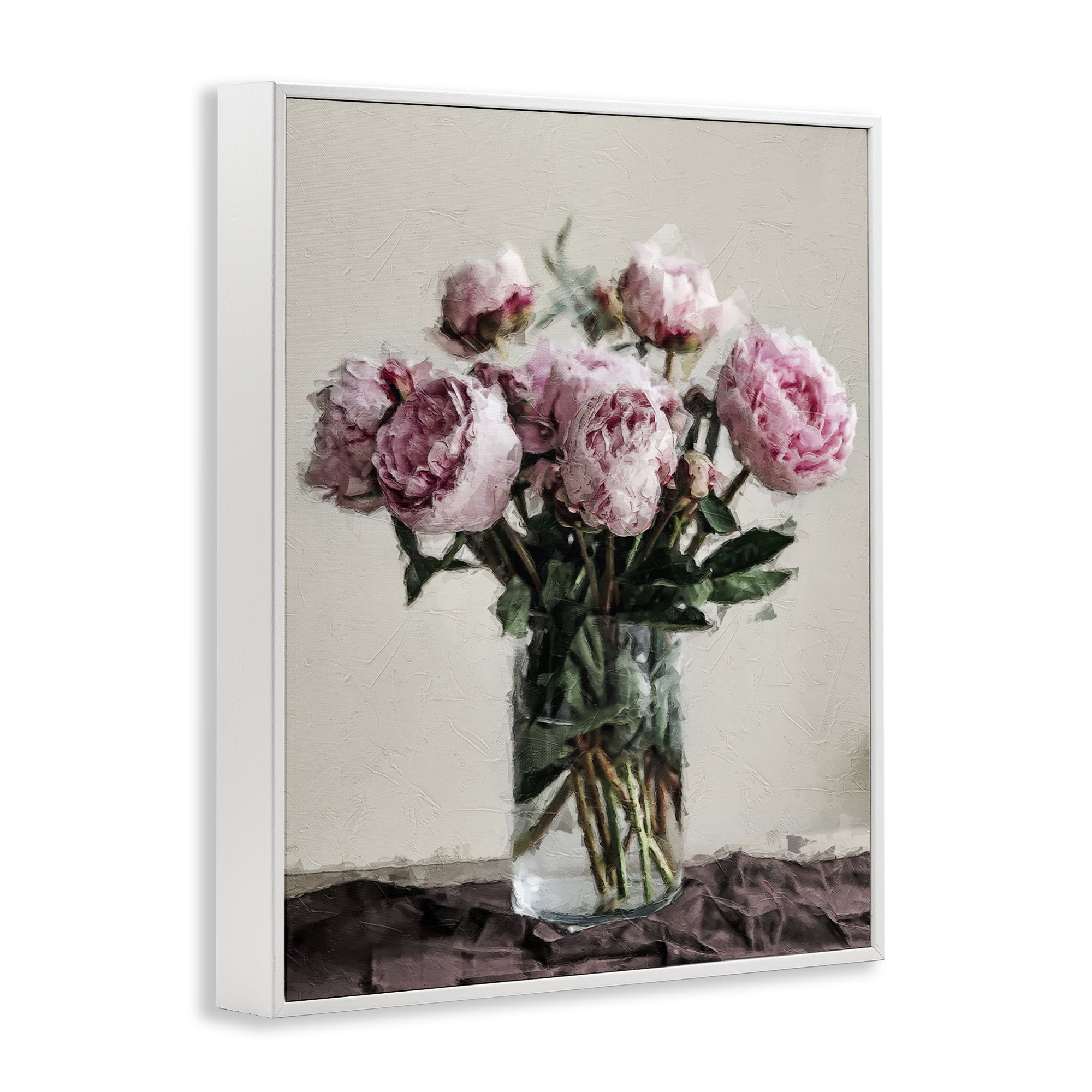 Stupell Industries Jar Of Roses Botanical & Floral Painting White Framed Art Print Wall Art, 16 x 20