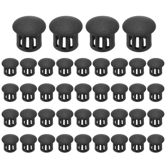 Uxcell 10mm/3/8" Plastic Hole Plugs, Flush Type Round Plug Snap in Locking Screw Hole Covers Black 40 Pcs