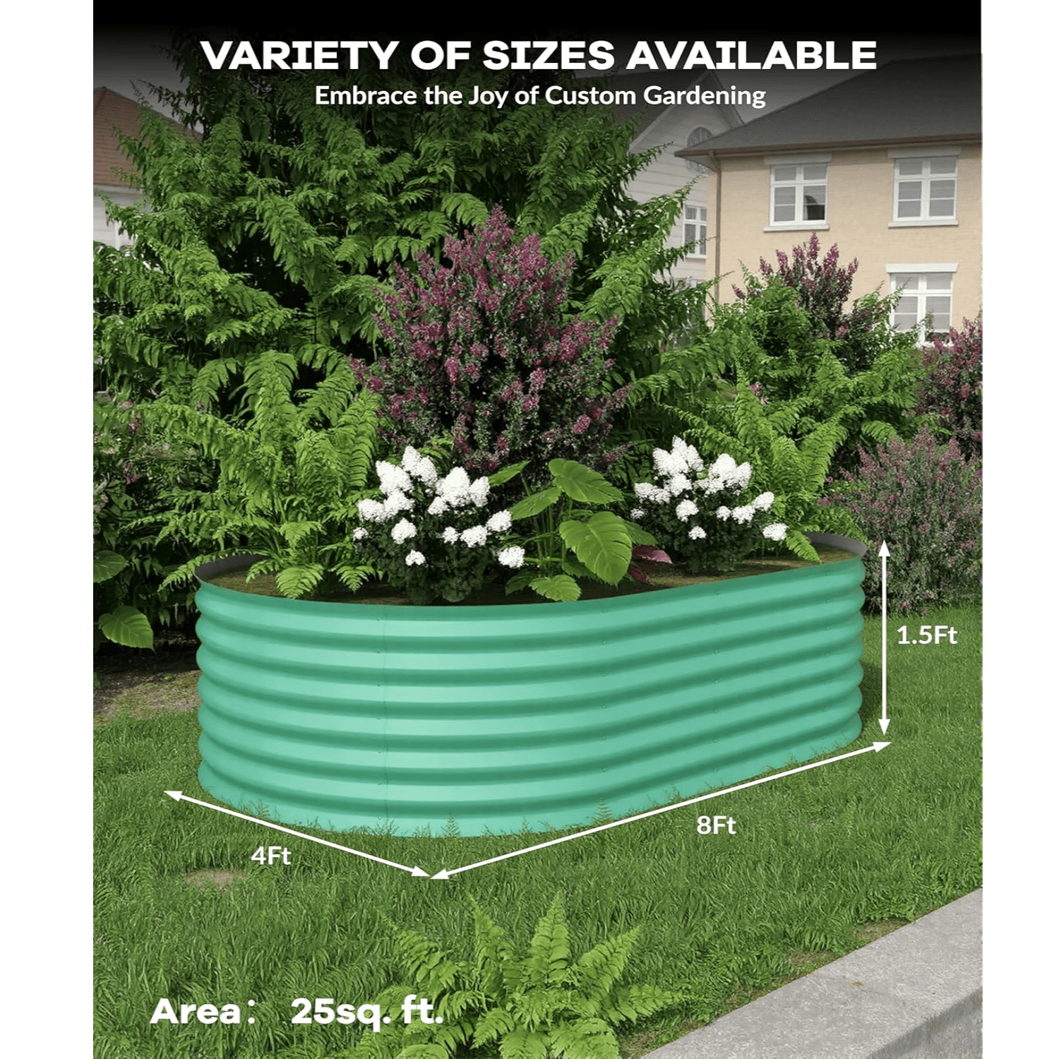 Galvanized Tall Raised Garden Bed Kit, Oval Large Planting Box for Vegetables Flowers