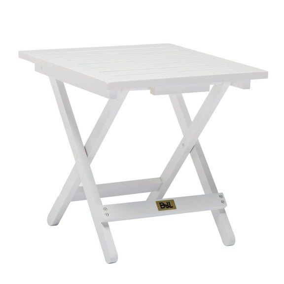 DJL PU Painted Wood Adirondack Folding Table Square Porch, White