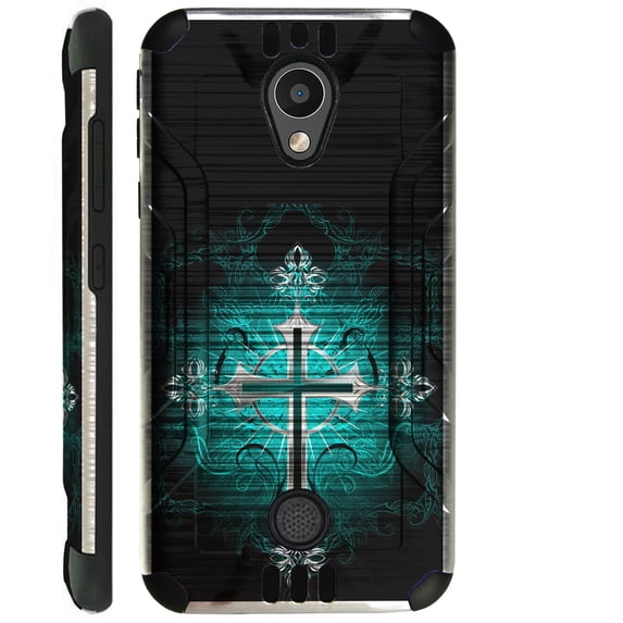WORLD ACC Silver Guard Case Compatible for Coolpad Legacy S Brushed Metal Texture Hybrid TPU Phone Cover (Teal Gothic
