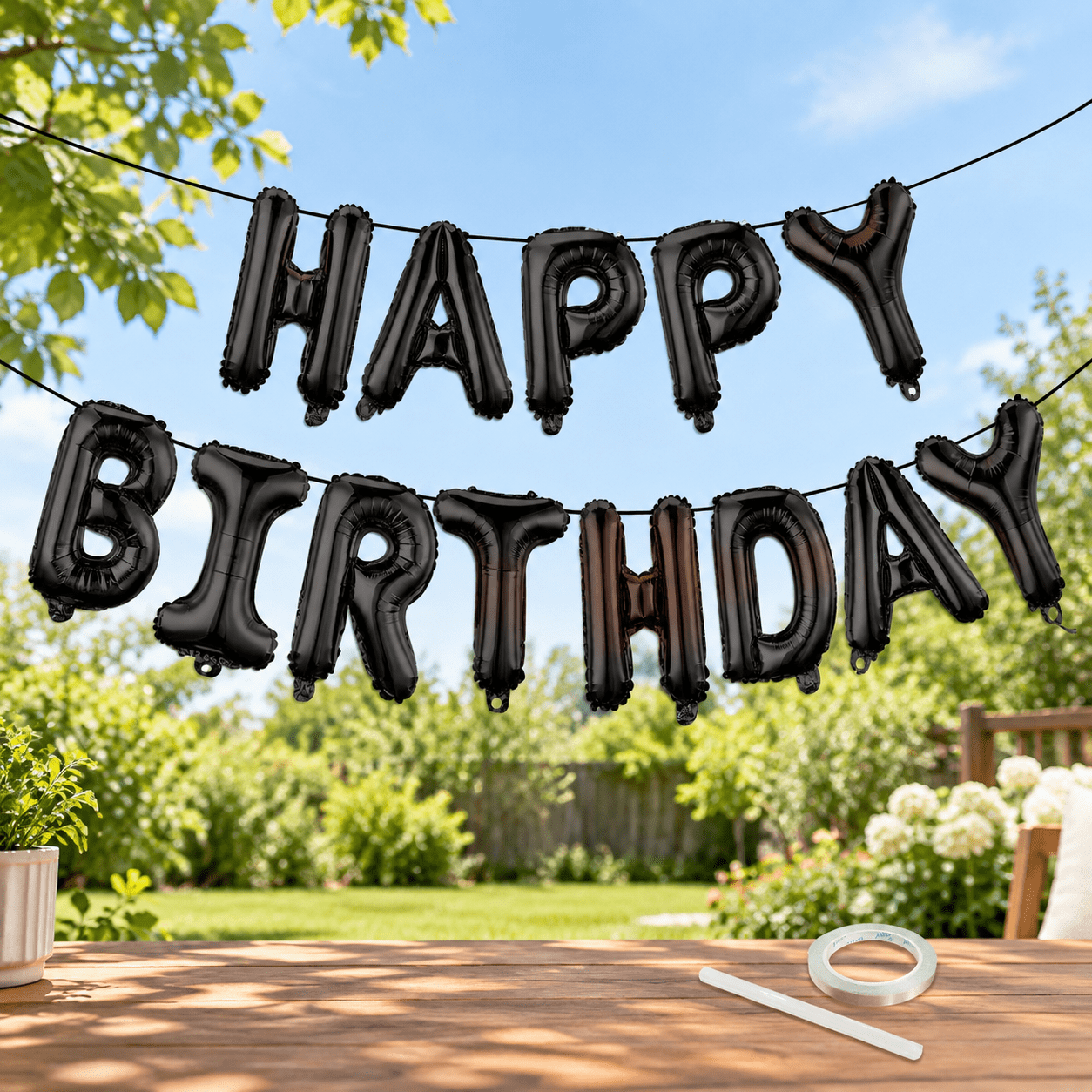 Black Happy Birthday Balloon Banner Set - 16 Inch Foil Letters Balloons Reusable Birthday Decorations and Party Supplies Suitable for Men and Women s Birthday Decorations Party Backdrop