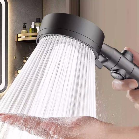 High Pressure Handheld Showerhead 8 Spray Modes Adjustable Water Pressure Senior Child Friendly Bathroom Shower System(Black)