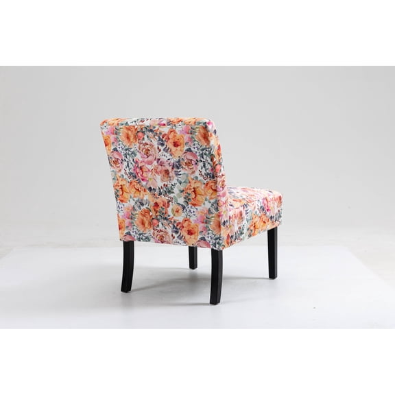 Floral Fabric Design Upholstered Accent Chair Side Chair