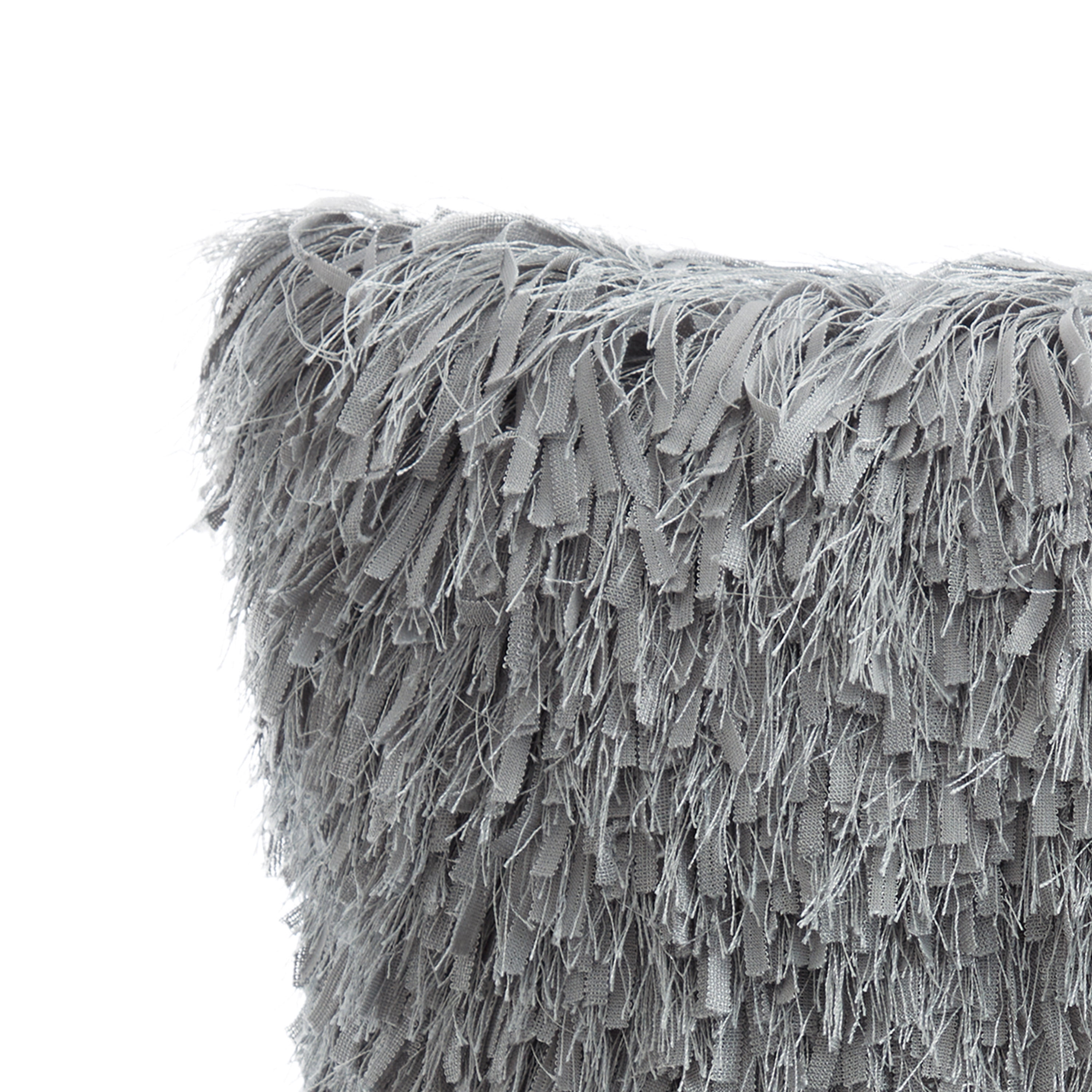 VCNY Home Keegan 18" x 18" Griffin Grey Polyester Solid Shag Decorative Pillow