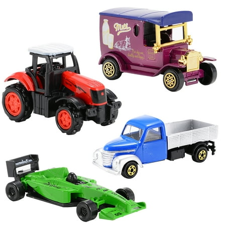 - 4PCS Diecast Metal Car Models Play Set Children Toy Cars Vehicle Playset (Color Random)