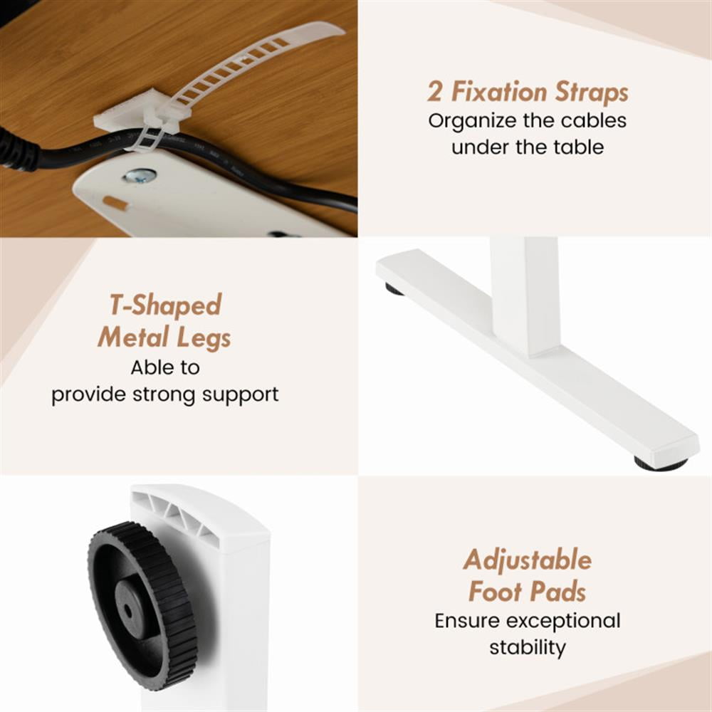 Demi Bonn 55" x 24" Sit Stand Computer Desk with 3 Memory Height Settings, Small Home Office Desk Study Writing Table, Beige