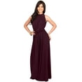 thumbnail image 5 of KOH KOH Long Sleeveless Bridesmaid Wedding Party Guest Summer Flowy Casual Brides Formal Evening Sexy Halter Neck Maxi Dress Gown For Women Maroon Wine Red Small US 4-6 NT012, 5 of 7
