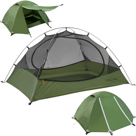 Ultralight Waterproof 1.5-Person 3-Season Camping Tent in Green – Easy-Setup Dome with Dual Doors and Vestibules