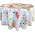 thumbnail image 2 of Newbridge Marie Pink Rose Garden 70 inch Round Fabric Tablecloth for Dinner Party, 2 of 9