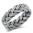thumbnail image 1 of Braided Oxidized Ring .925 Solid Sterling Silver Band Jewelry Female Male Unisex Size 6, 1 of 4