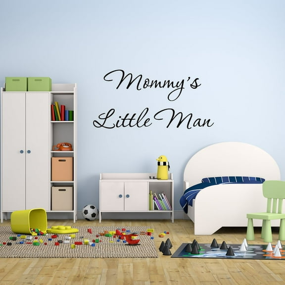 VWAQ Mommy's Little Man Nursery Wall Decal Quote Matte Black Vinyl Wall Sticker for Boys Room (11"H x 22"W)