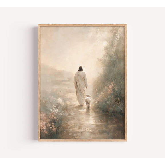 Good Shepherd Wall Decor Jesus Lamb Neutral Christian Decor