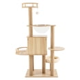 thumbnail image 3 of Modern Wood Cat Tree Tower Condo for Large Cats - Tall Cat Climbing Tower Cat Bed for Indoor Cats with Wood Cat Condo, Hammock and Scratching Post, 52 Inches, Beige, 3 of 15