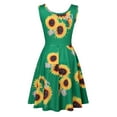 thumbnail image 2 of snowsong Summer Dress,Sundresses for Women Women Sleeveless Sunflower Print Summer Beach A Line Casual Dress Party Dress Beach Dress,Vacation Dresses,Hawaiian Dresses Green Dress XXL, 2 of 7