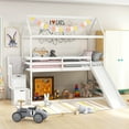 thumbnail image 1 of Gymax Lit Mezzanine avec Glissade et Escalier de Rangement Simple sur Simple Lit Superposé en Forme de Maison Blanc, 1 of 10