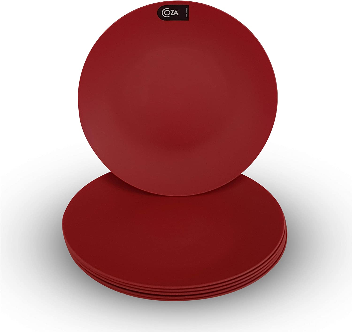 Coza Design Durable Plastic Plate Set BPA Free Set of 6 (Bold Red
