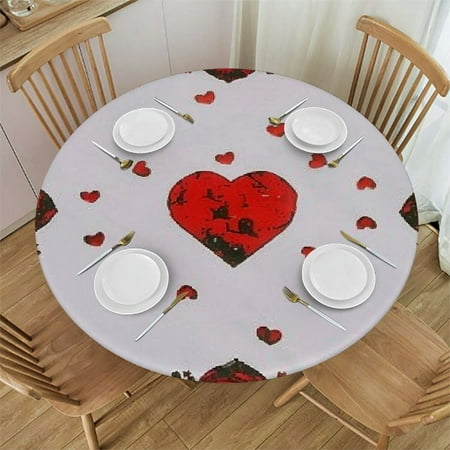 

BANET Embroidered Small Tablecloth for February 14th Valentine s Day (Round ) 42 -46