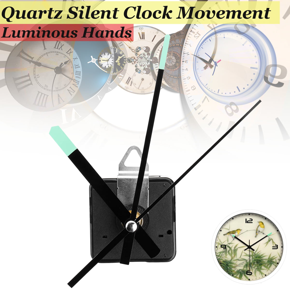 Details about   HR1688-28 Black Quartz DIY Wall Clock Movement Battery Powered Repair Parts 