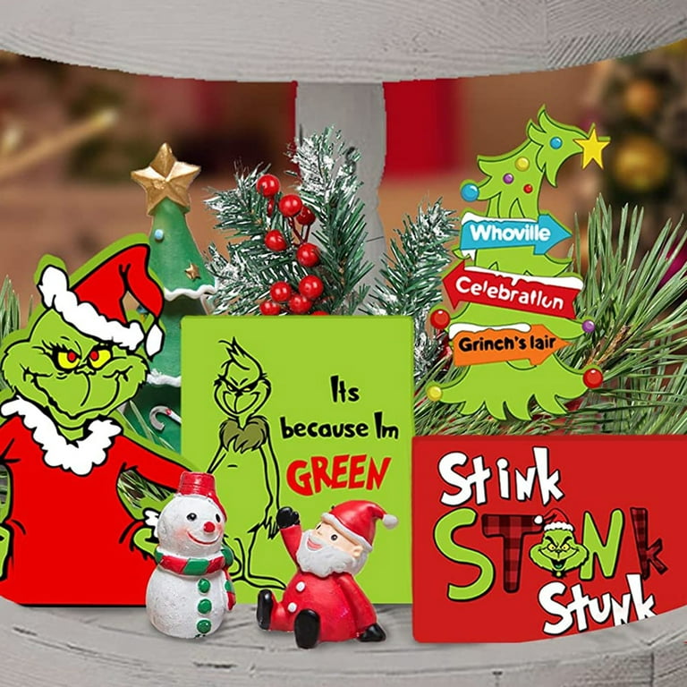Podplug Grinch Christmas Decorations, 2PCS Car Cup-Coasters