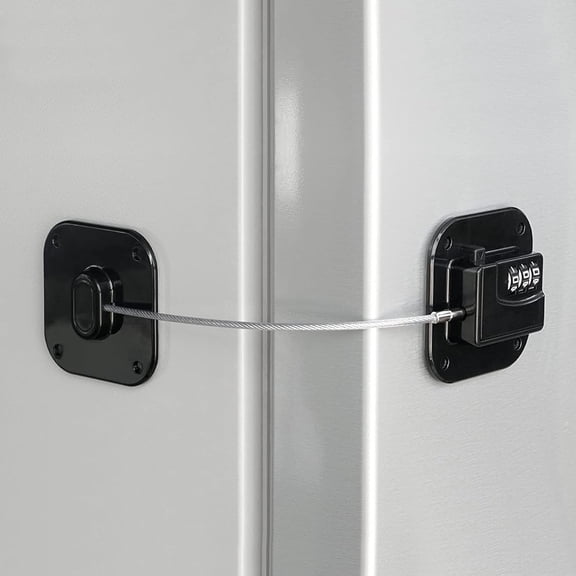 Fridge Lock, Upgraded Refrigerator Lock Combination, Freezer Lock for Upright Freezer, Cabinet Lock with Code for Child Safety, Refrigerator Lock for Kids, Black