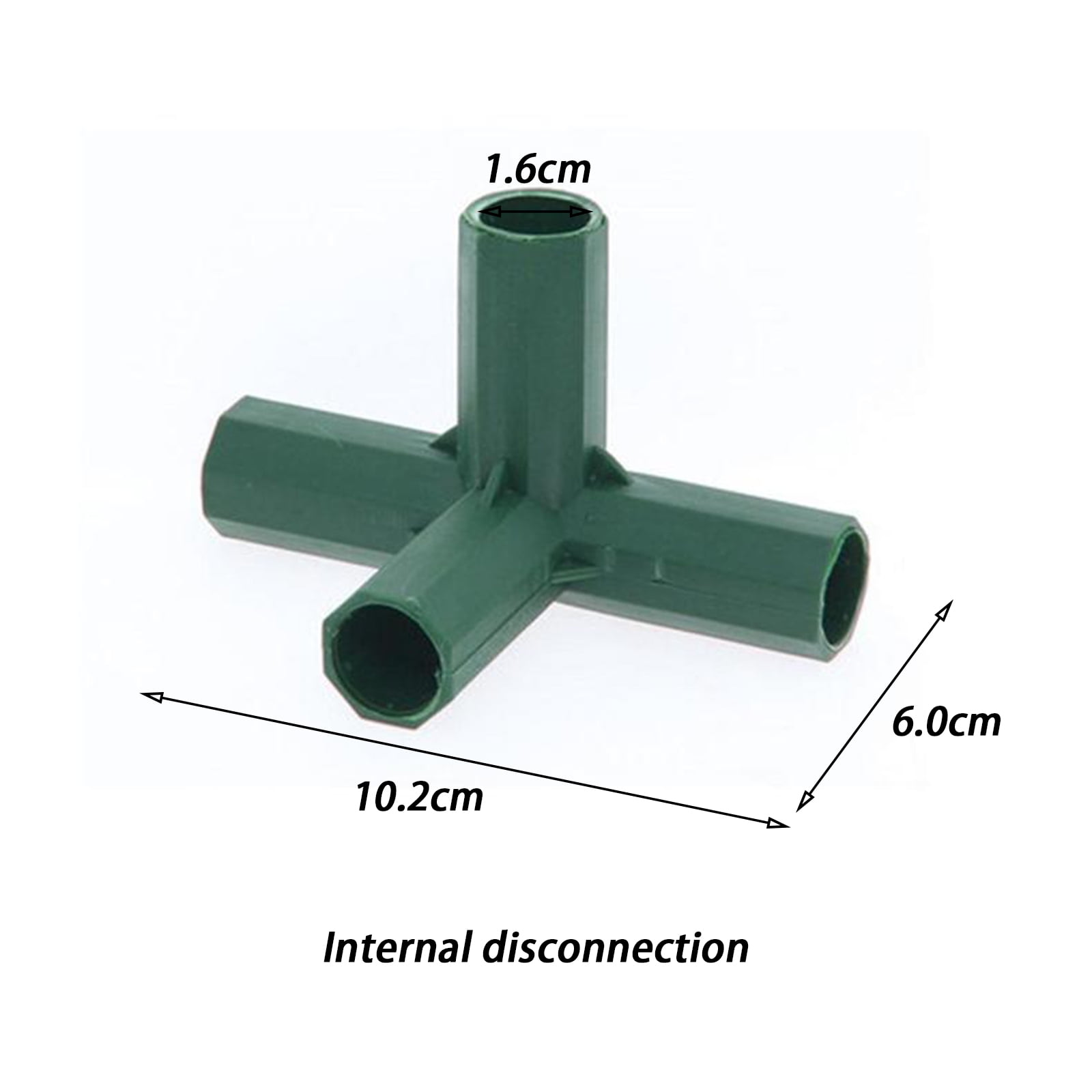 0.43in/11mm,Flat 4-Way 10Pcs 11mm/16mm Greenhouse Frame Connectors PVC Building Fitting 3 Way 4 Way Furniture Corner Tube Connector Stable Support Cane Connectors 