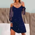 thumbnail image 2 of JIAYUE Women's Dress V-Neck Above Knee Elegant Casual Long Sleeve With Sheer Mesh For Daily Wear Classic Female Dresses, 2 of 4