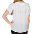 thumbnail image 2 of Sakkas Embroidered 100% Cotton Semi-Sheer Short Sleeve Gauzy Top / Blouse - White - Medium, 2 of 3