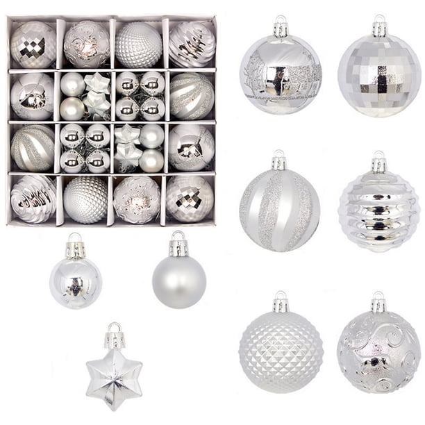 Colgante de árbol de Navidad, juego de Navidad, pintado, galvanizado, 44 piezas, colgante redondo, galvanizado, decoración navideña.