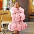 thumbnail image 2 of LNMQLPDBS Baby Girls Fluffy Faux Fur Coat Toddler Warm Plush Jacket Kids Winter Luxury Outerwear Girls Soft Sherpa Overcoat Casual Cold Weather Daily Wear with Ruffle Hem and Collar, 2 of 6