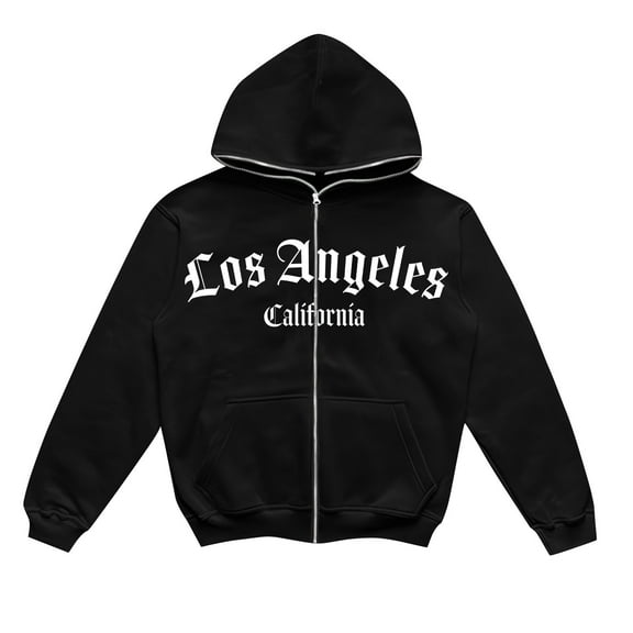 XIAOCHA Women's Los Angeles Letter Print Hoodie Long Sleeve Hooded Zip Up Jacket Soft Streetwear Urban Hoodies