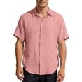 thumbnail image 2 of LTTVQM Linen Shirts for Men Casual Short Sleeve Button Down Shirts Beach 2026 Summer Clothes Pink S, 2 of 4