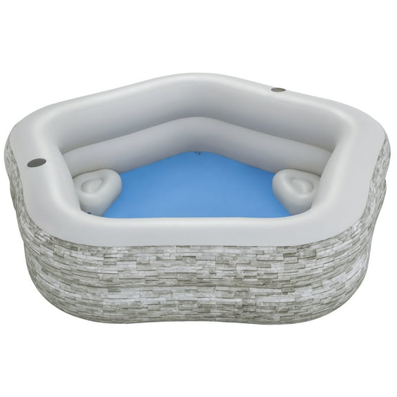 H2OGO! TruPrint Stone 7'x 6'9" x 21" Family Inflatable Kiddie Pool