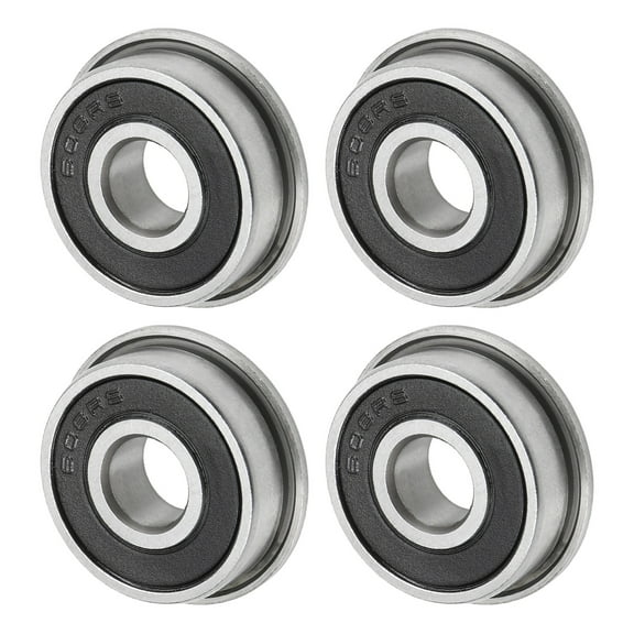 Uxcell 4-Pack F608-2RS Flanged Ball Bearing, 1/3" x 7/8" x 2/7" Rubber Sealed