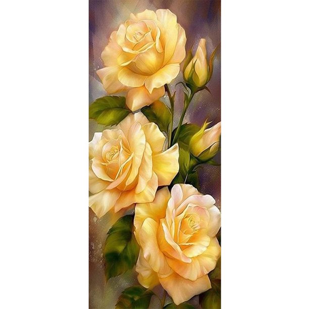 Kit de pintura por números DIY arte al óleo rosas imagen decoración de la pared del hogar 30x70cm amarillo