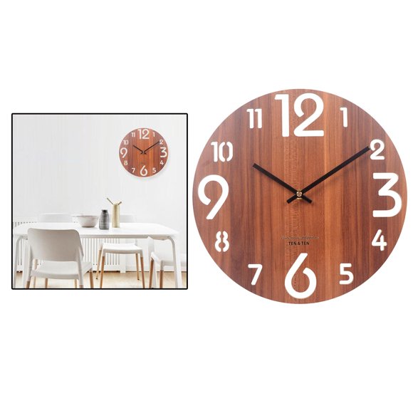 Reloj de pared BLESIY tridimensional de moda a batería de madera