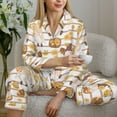 thumbnail image 6 of Fuzoiu Cute Bee Gnome2 Print Women's Long-Sleeved Pajama,Lounge Button Down Nightwear,Womens Notch Collar Pajama Set-Medium, 6 of 7