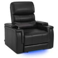 thumbnail image 3 of MCombo Triple Motors Power Recliner Chair with Power Headrest, Electric Lumbar Support, Home Theater Seating with Armrest Storage, Tray Table, Faux Leather, Black, 3 of 11