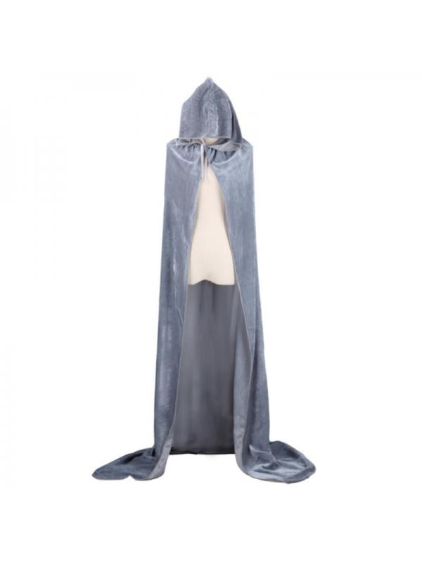 Adult Halloween Grey Hooded Grim Reaper Robe Fancy Dress Costume Accessory 