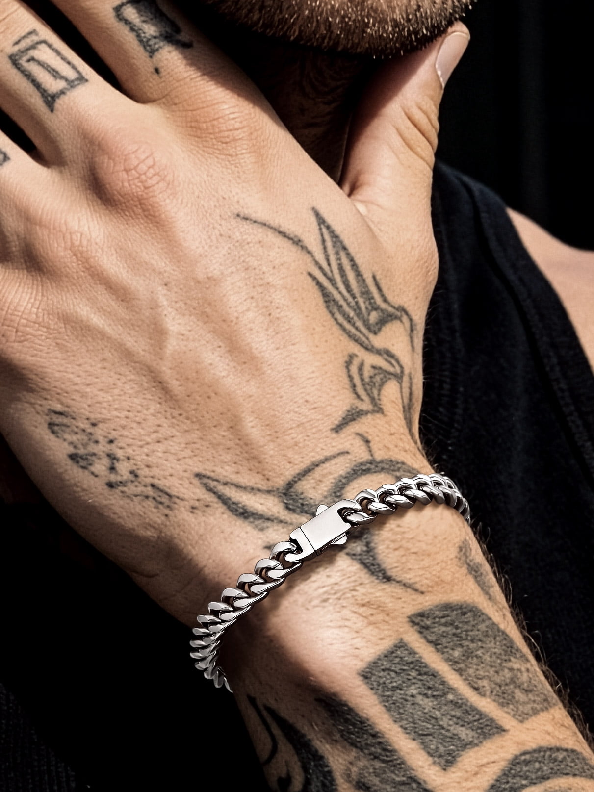 Bandmax 7MM Wide Cuban Chain Bracelet for Men Women Father's Day Gift for Son Dad Husband Stainless Steel Hip Hop Biker Wristlet Anklet Chain Jewelry