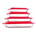 thumbnail image 1 of JoyFul 8 Piece Glass Baking Dish with Lid Set (Red) Large Glass Casserole Dishes with Covers, 1 of 6